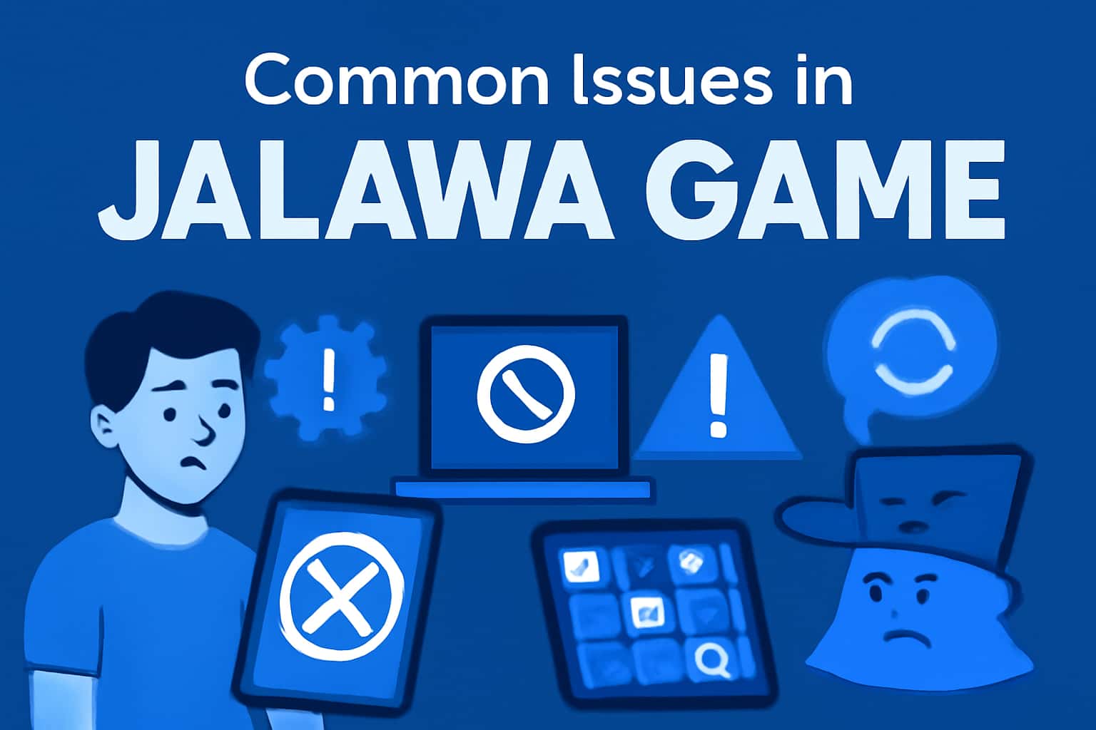 An informative graphic illustrating common issues in the Jalawa Game, featuring modern design elements.