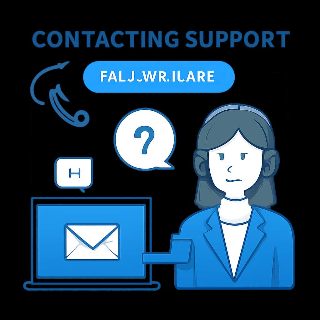 Illustration outlining support contact methods for Jalawa Game.