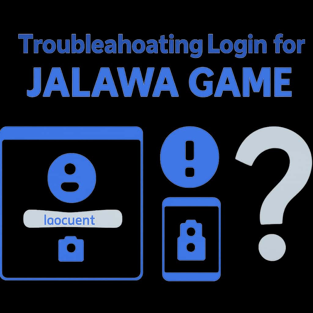 An educational diagram illustrating login troubleshooting steps for Jalawa Game.